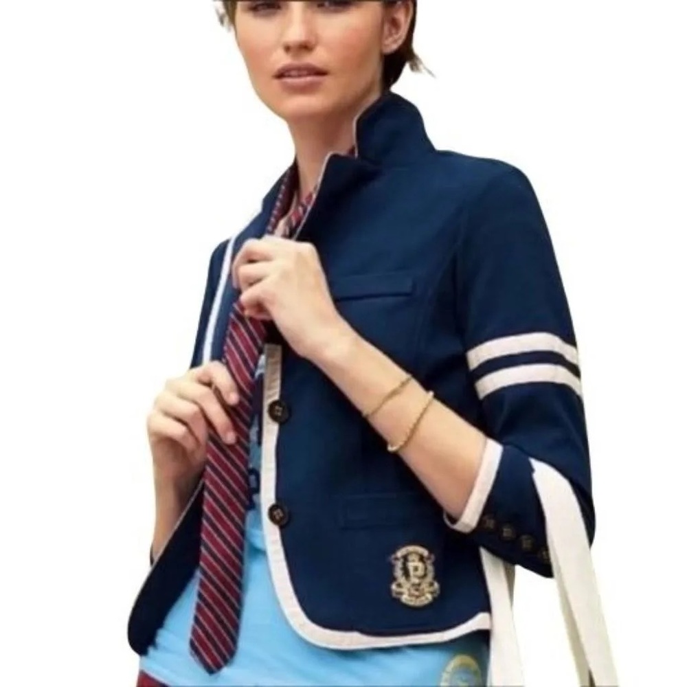 PINK Victoria's Secret Preppy Varsity Blazer Navy Blue VINTAGE